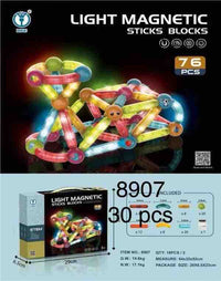 DIGE 76-Piece Light-Up Magnetic Sticks and Blocks Set | Glow-in-the-Dark Translucent Magnet Rods & Balls | 3D STEM Construction Learning Toy for Kids & Toddlers