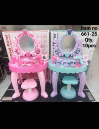 Magical Glamour Mirror Vanity Table & Stool Set – Interactive Toy Makeup Desk with Lights & Music