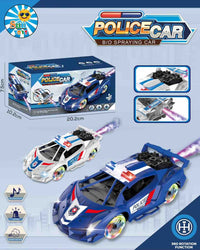 Pampam Toys Police Car B/O Spraying Toy with 360 Rotation, Music, Lights & Smoke Effect (Ages 3+)