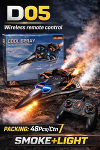 D05 2.4GHz Wireless Remote Control Jet Fighter Drone with Realistic Cool Spray Smoke & LED Lights – High-Stability RC Flying Plane, Stunt Quadcopter Aircraft Toy for Kids, Teens & Adults