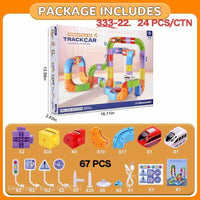 3D Electric Levitation Track Car Toy Kit – 67-Piece Deluxe Edition Modular Building Block Race Track, Vertical Climbing Stunt Train Track Set with Accessories for Toddlers