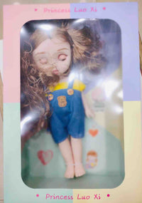 Posable Princess Doll in Casual Denim Dungarees | Cute Silicon Vinyl Fashion Doll with Wavy Hair & Moving Joints | Toddler Pretend Play Dress Up Toy Gift for Girls