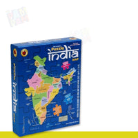 Box of PamPam India Map 100-piece jigsaw puzzle for kids, showing colorful map of India.