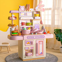 PamPam Kids Play Kitchen Set, 35 Pieces Home Kitchen Accessories with Play Food, Indoor Pretend Cooking Playset