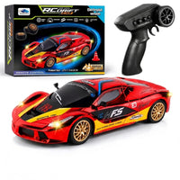 Pampam Toys 2.4GHz High Speed RC Drift Racing Car Electroplat Version with Interchangeable Tires and Roadblocks